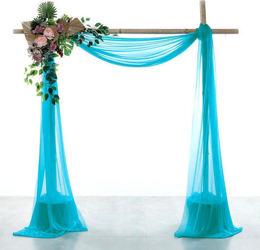 VDS Pack of 1 Panel (30 Inch X 100 Feet) Wedding Arch Draping Fabric Sheer Chiffon Fabric Drapery for Wedding Ceremony Reception Swag Backdrop Canopy Chuppah ARBO Altars Decoration (Peacock Blue)