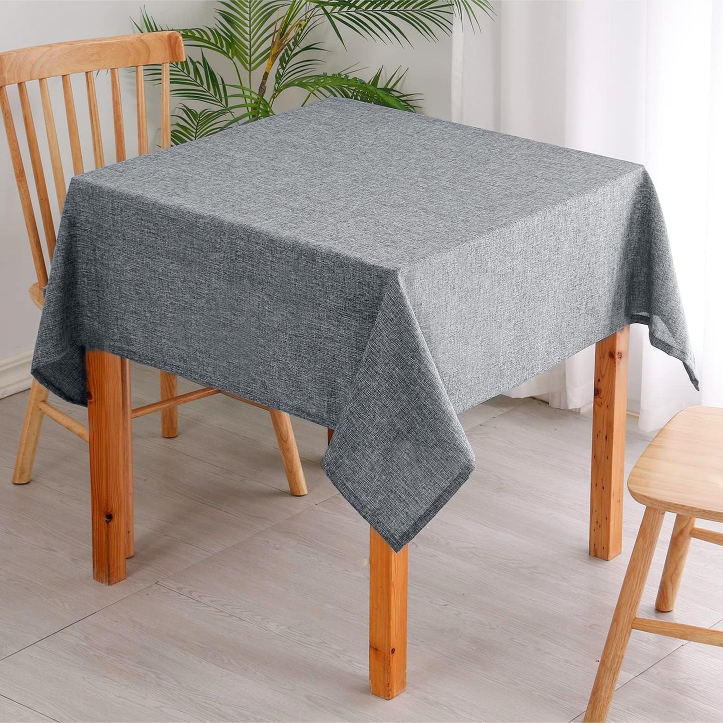 Hiasan Faux Linen Rectangle Tablecloth - Wrinkle and Stain Resistant Washable Table Cloth for Kitchen Dining Room Holiday Table Cover for Party Dinner, Grey, 54 x 80 Inch