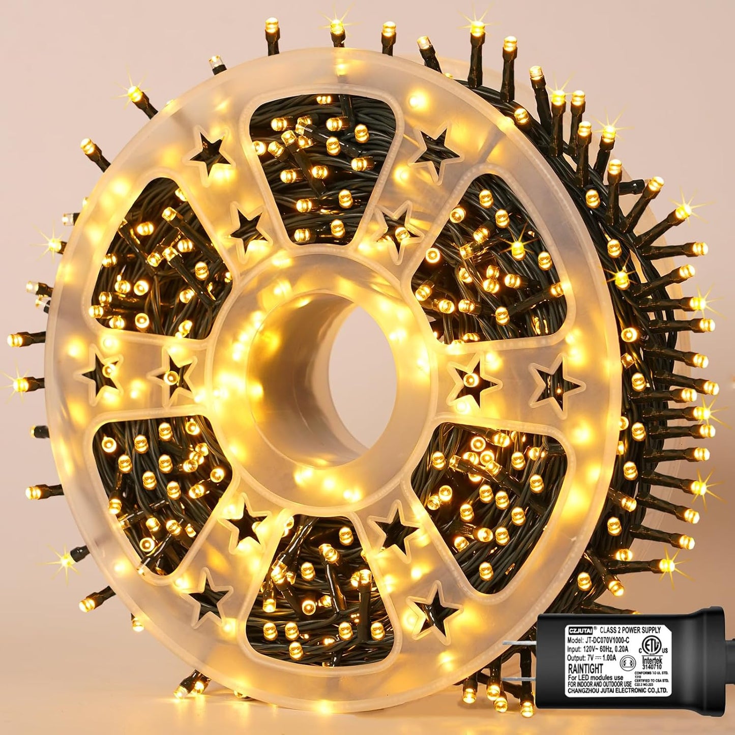 YEGUO 500 LED 165ft Christmas Lights Outdoor Waterproof, Warm White String Lights Indoor, 8 Modes Green Wire Twinkle Xmas Tree Lights Plug in with Memory Timer