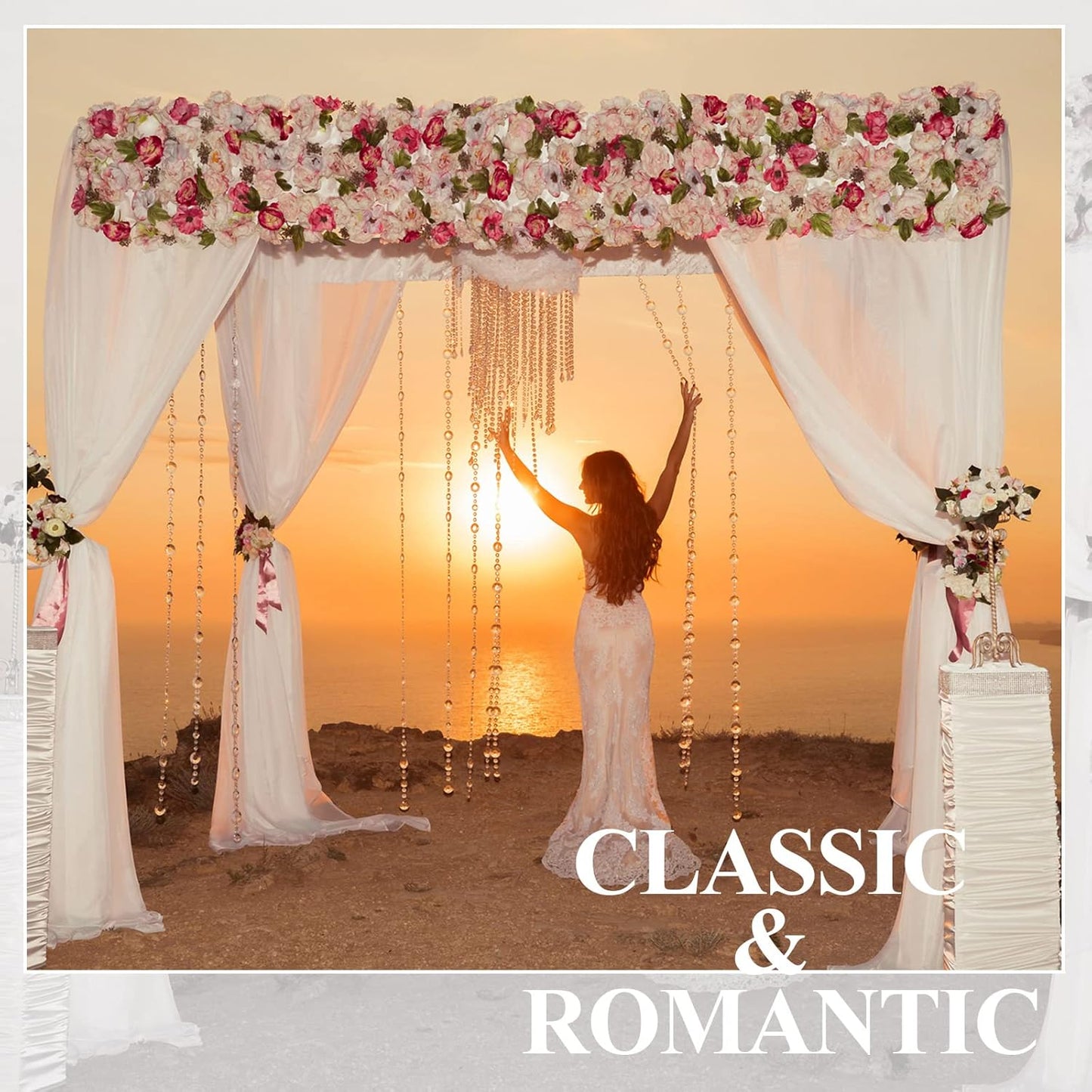 Wedding Arch Draping Fabric 3 Panels 30" x 32 ft White Wedding Arch Drapes for Ceremony Chiffon Fabric Drapes Arbor Drapery Decorations for Reception Sheer Backdrop Curtains for Party Ceremony