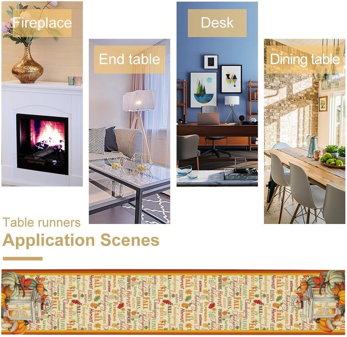 Autumn Table Runner,Farmhouse Leaves Pumpkin Thanksgiving Table Cloth for Kitchen Dining Table Decoration Home Party Decor 13x120 Inch