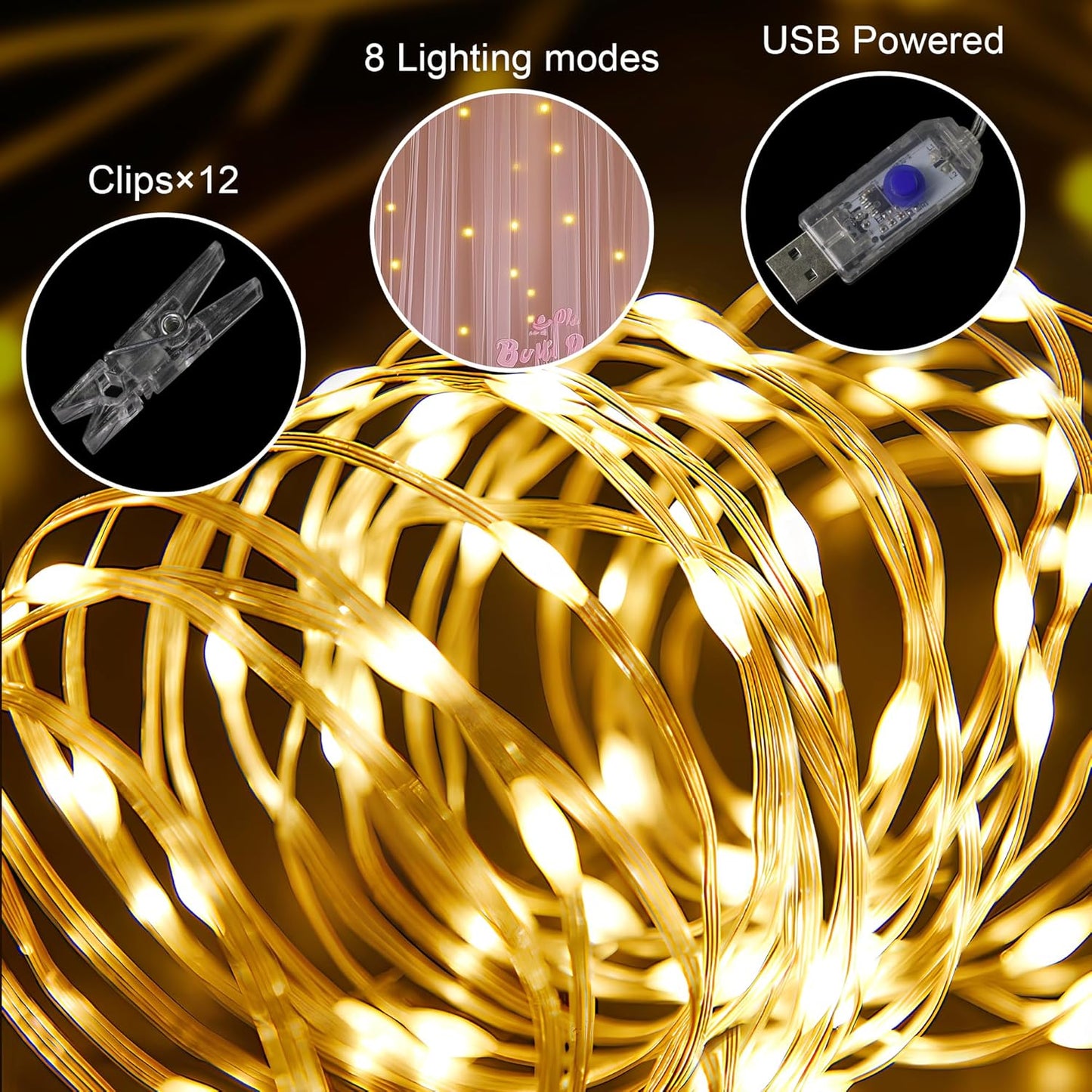 Tulle Backdrop Curtain with Lights String 10FT X 10FT Dusty Rose Sheer Tulle Backdrop Curtains for Wedding Birthday Party Reception Photo Booth Background Decorations (2 Panels 5x10FT)