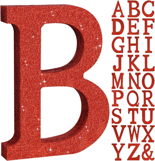 TONIFUL 8 Inch Red Glitter Letter B Table Centerpiece A-Z Red Birthday Party Decorations,Red Alphabet B for Birthday,Chrismas,Graduation,Bridal Shower,Wedding,Anniversary Party Supplies