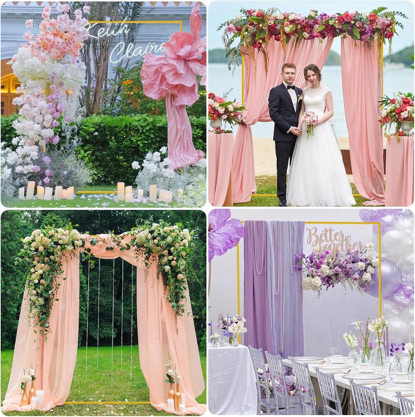 Asee'm 6.6FTx5.2FT Gold Wedding Arch Backdrop Stand Square Metal Rectangular Arch Frame for Ceremony Party Birthday Bridal Baby Shower Anniversary Arbor Balloon Decoration