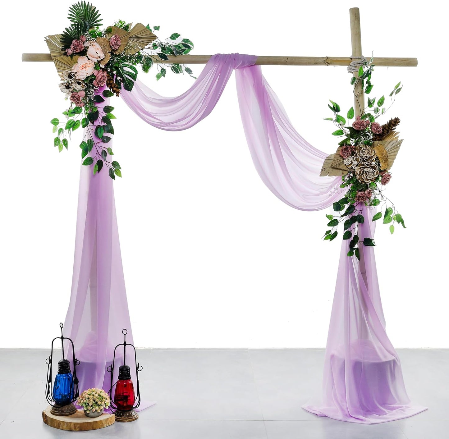 VDS Pack of 2 Panel (30 Inch X 20 Feet) Wedding Arch Draping Fabric Sheer Chiffon Fabric Drapery for Wedding Ceremony Reception Swag Backdrop Canopy Chuppah ARBO Altars Decoration (Orchid)