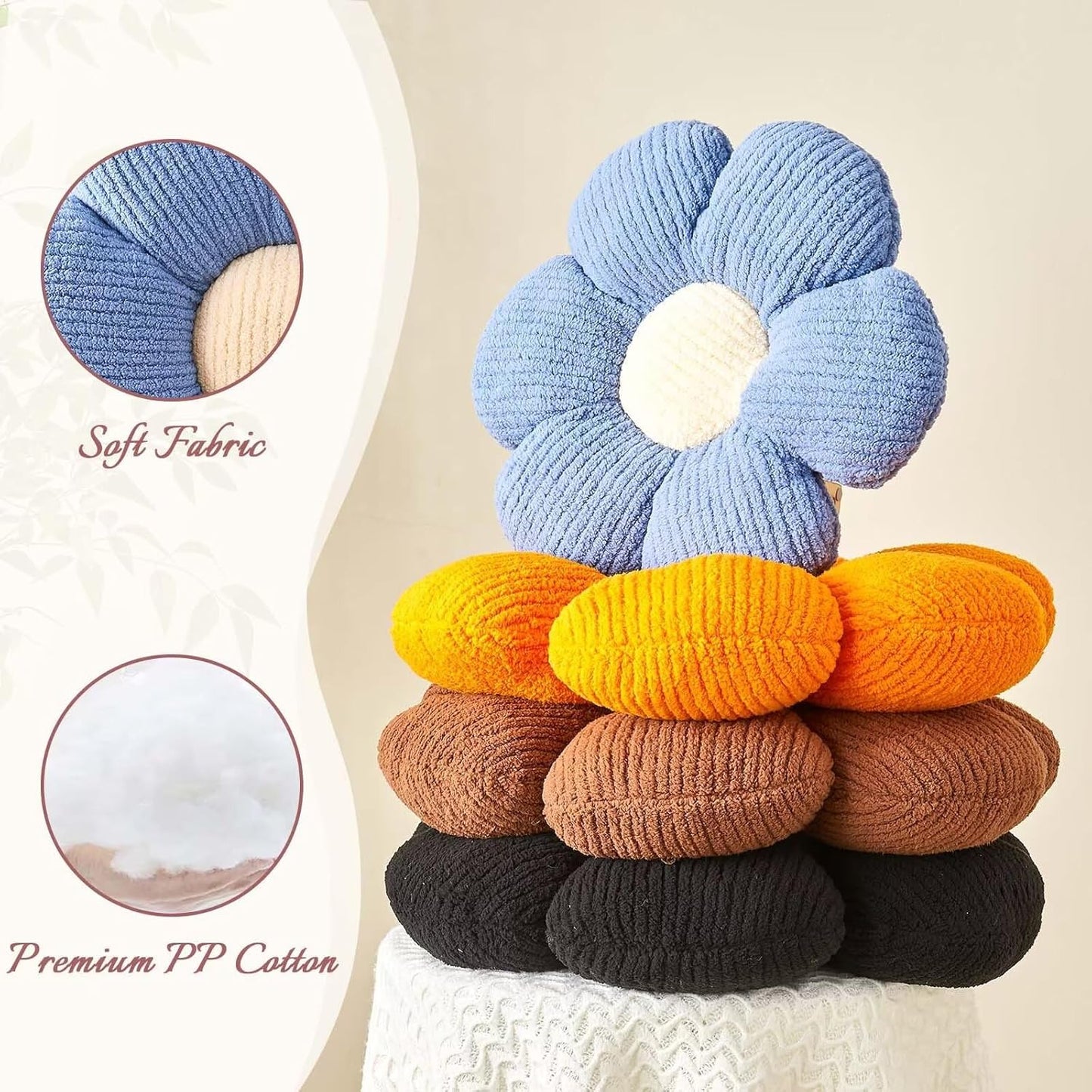 Flower Throw Pillow, Soft Blue 14.9" Shaped Floor Pillow for Home Decor, Cute Aesthetic Plush Decorative Pillows for Bed, Sofa, Couch