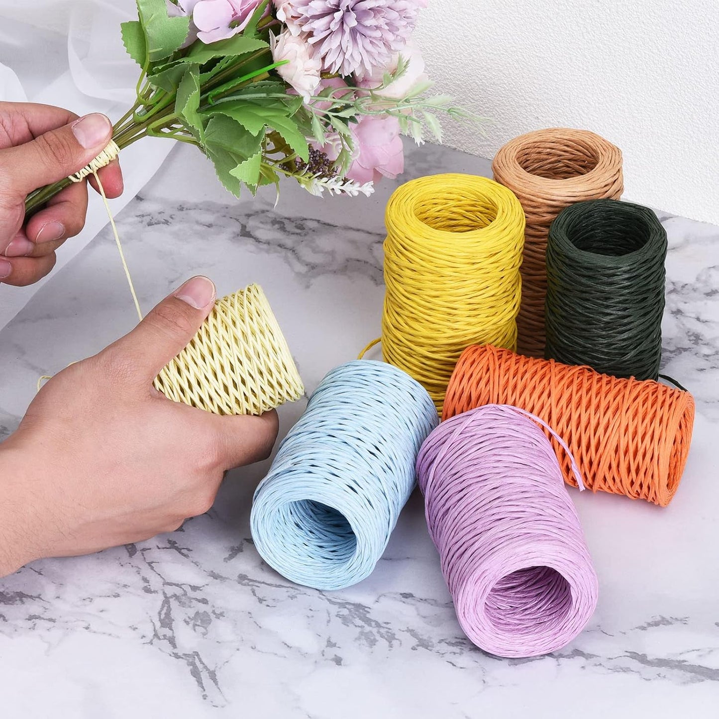 PATIKIL 164 Feet Floral Bind Wire Wrap Twine, 1mm Florist Wire Iron Wire Paper Covered Vine Wrapping Binding Wire for Flower Bouquets, Brown