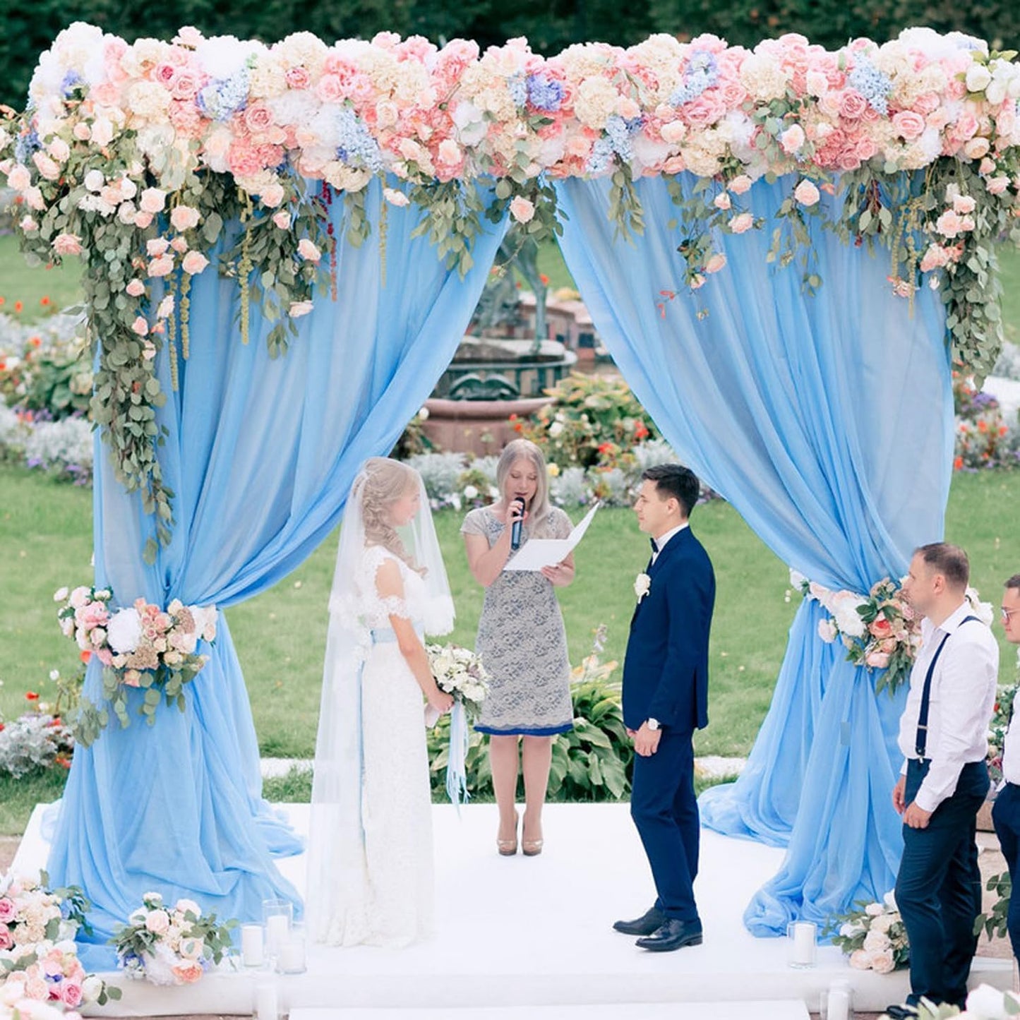 Wokceer Wedding Arch Draping Fabric 28.7" x 20FT Dusty Blue Drapes Sheer Fabric Backdrop Arch Draping Fabric for Wedding Ceremony Birthday Party Bridal Shower Decoration