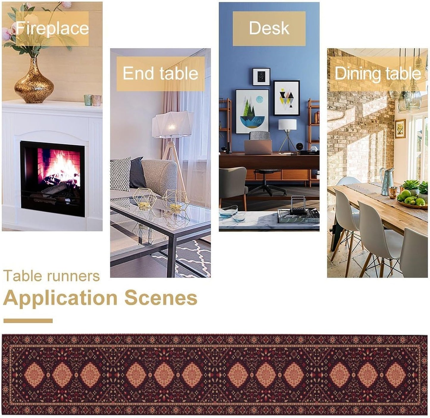 Vintage Boho Aztec Table Runner, Rustic Farmhouse Magical Kitchen Dining Home Party Table Decor 13x90in