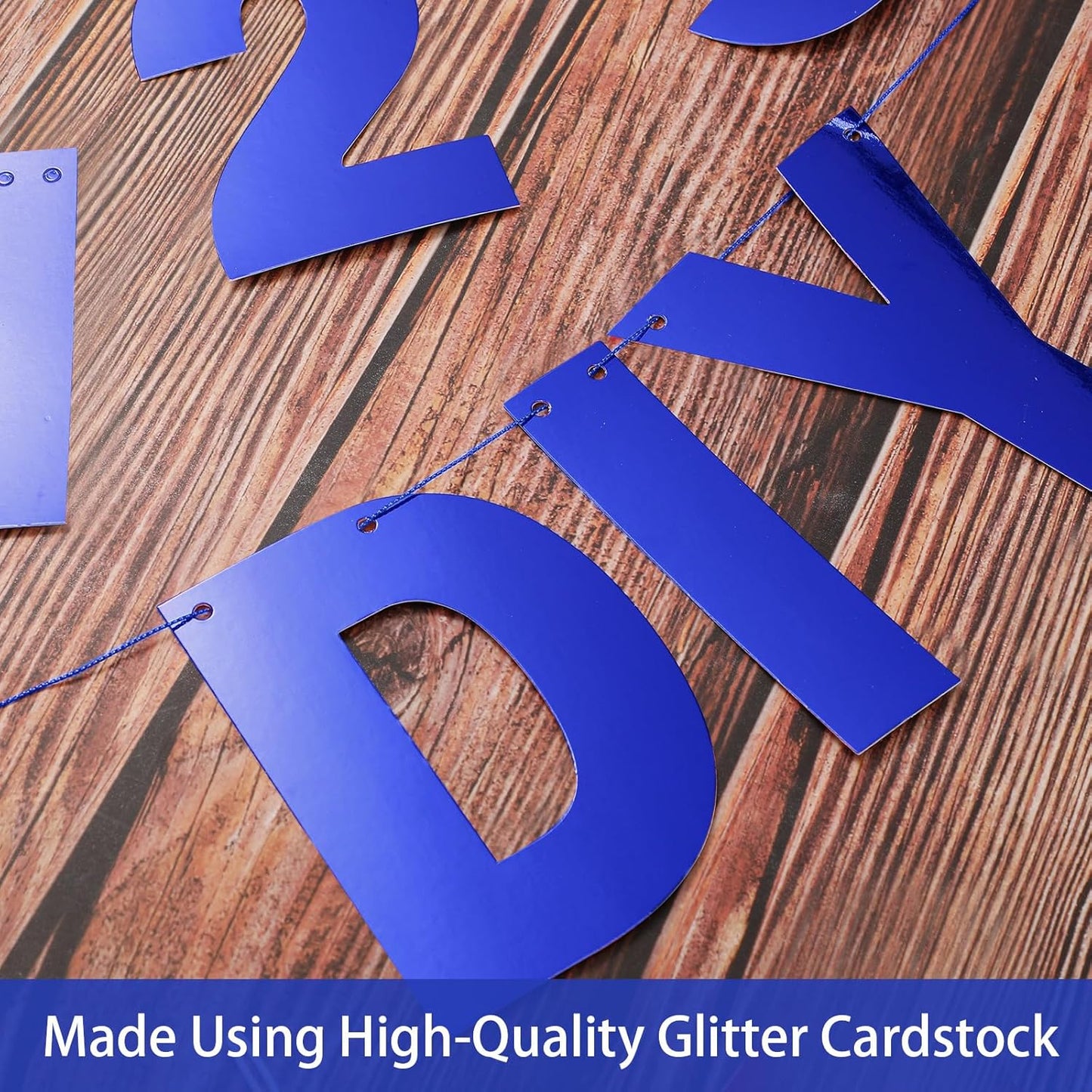 TaoBary 112 Pcs DIY Letter Custom Banner Glitter Customizable Banner Kit Including 107 Letters and Numbers 3 Rope for Valentine Birthday Party(Bright Blue)