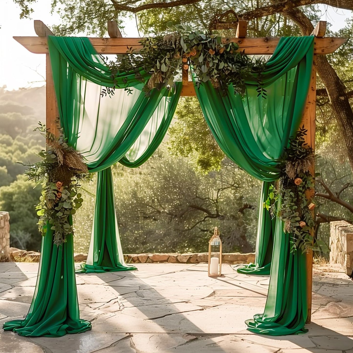 Wokceer Wedding Arch Draping Fabric 28.7" x 20FT Emerald Green Drapes Sheer Backdrop Arch Draping Fabric for Wedding Ceremony Birthday Party Bridal Shower Decoration