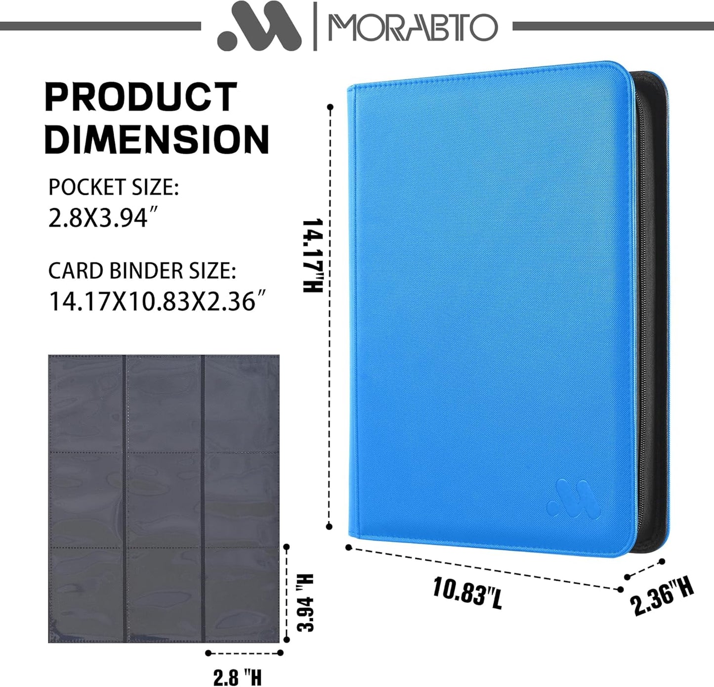 Card Binder 9 Pockets,Trading Card Binder Holds up to 864 Cards with 48 Sleeves,Zipper Card Holder Album Compatible with TCG Card/Game Cards/Sports Card