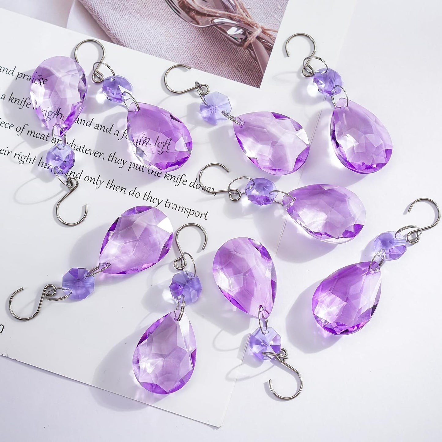 H&D HYALINE & DORA 3Inch Crystal Suncatcher Bauhinia Prisms Pendants 10Pcs Chandelier Crystals Replacement Hanging Sun Catcher Beads for DIY Arts Crafts Decor (Purple)