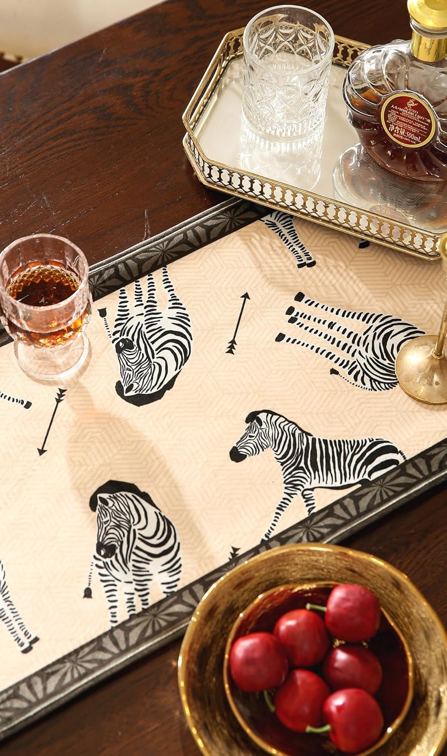 patdrea Designer Elegant Wild Animals Velvet Table Runner, Beige Brown with Zebra Texture Pattern Table Mat, Decoration for Kitchen Dining Coffee Table Cabinet Banquet Thanksgiving,12"*71"