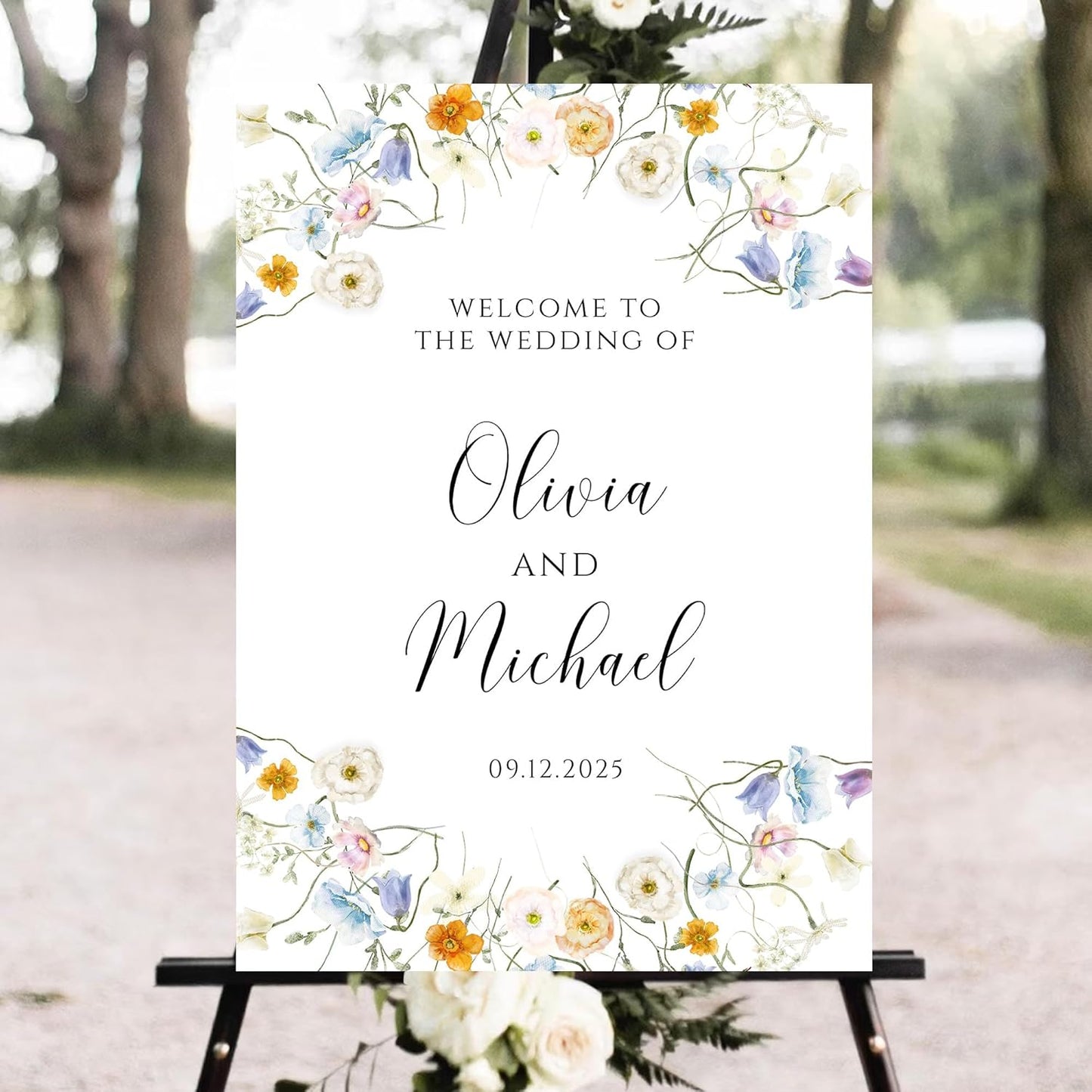 Personalized Wedding Welcome Sign, Welcome To Our Wedding Sign, 18 inches x 12 inches, Plastic, Vintage Style, Waterproof PVC, Customizable, Perfect for Indoor/Outdoor Use