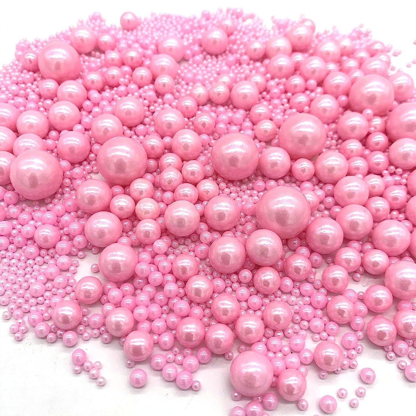 Weraru Edible Pink Pearl Sugar Sprinkles Candy Mixing Size Baking Edible Cake Decorations Cupcake Toppers Cookie Decorating Celebrations Wedding Shower Party Chirstmas Supplies 130g/ 4.5oz