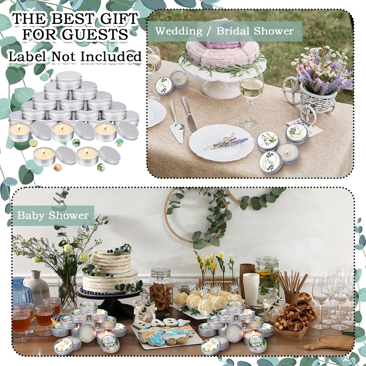 MTLEE 50 Pcs Wedding Scented Candles Gift Travel Tin Candle Aromatherapy Candle for Christmas Winter Baby Shower Favors Wedding Gifts(Cool Flavor)