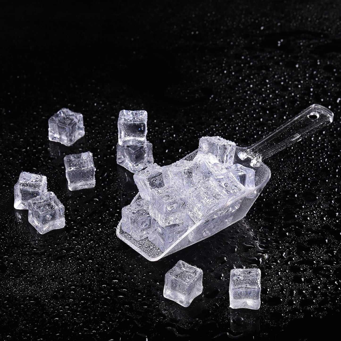 Hestya 16 Pcs Christmas Multi Purpose Clear Plastic Scoops for Candy Buffet Acrylic Kitchen Ice Food Popcorn Scoops for Protein Powders, Ice Cream, Coffee, Tea Jar (6.69 Inch)