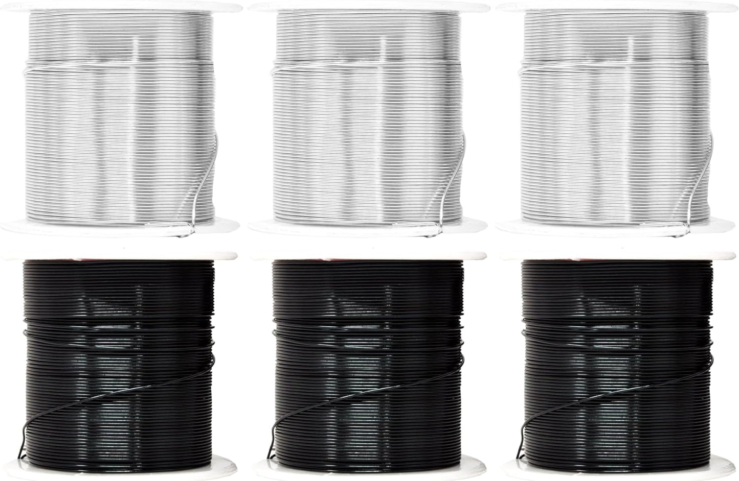 Mandala Crafts 22 Gauge Anodized Aluminum Craft Wire for Jewelry Making - 450 FT Colored Flexible Silver Black Wire - Bendable for Bonsai Armature Crafting Sculpting