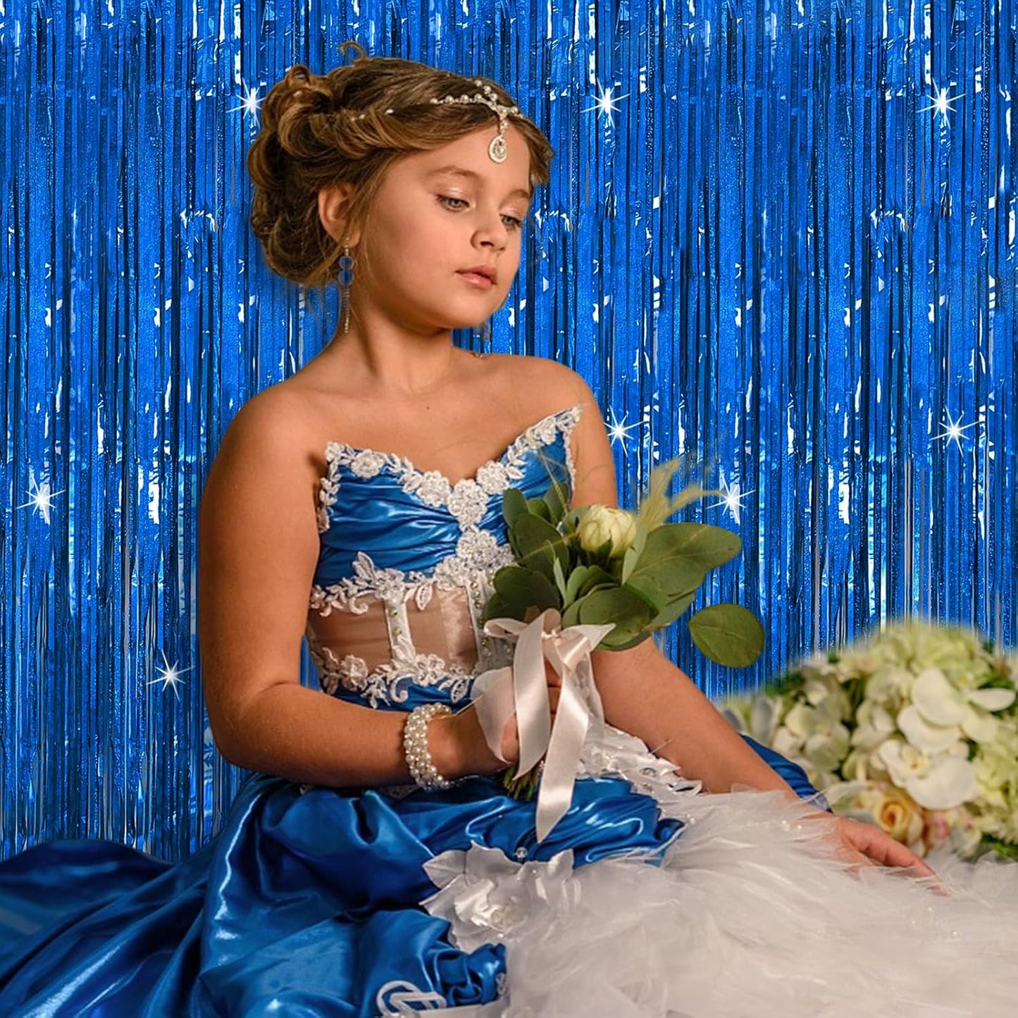 3 Pack Blue Backdrop Party Streamers Ocean Themed Decor Birthday Party Decorations Foil Fringe Backdrop Curtain Graduation Bachelorette Winter Holiday Gender Reveal Party Decorations Supplies