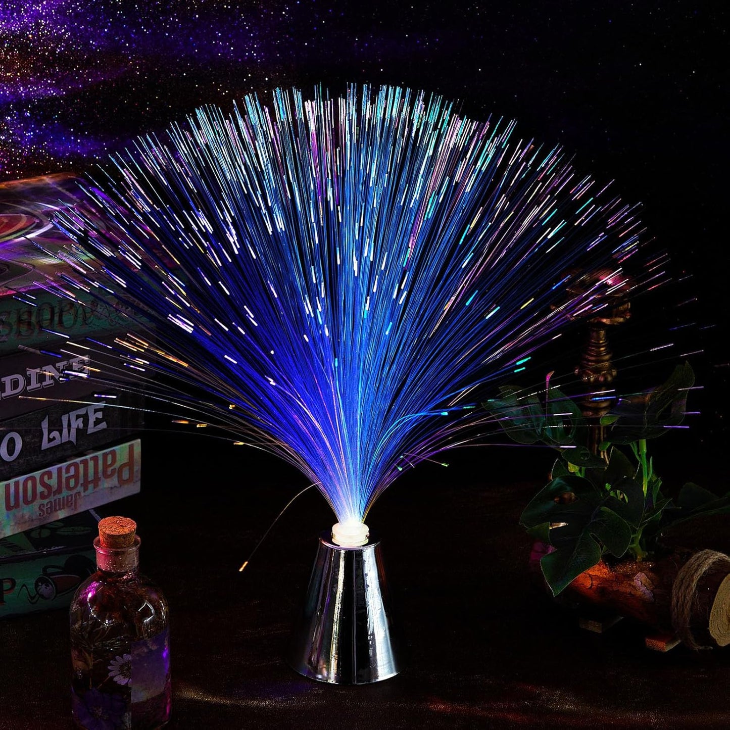 Patelai 16 Pcs LED Fiber Optic Lamp Color Changing Fiber Optic Night Light with Multicolor Glow Decorative Table Centerpiece for Sensory Bedroom Halloween Party Holiday Decorations (Stylish,Blue)