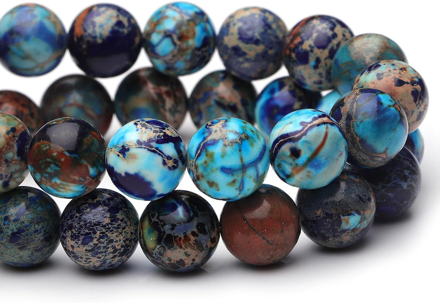 6mm Natural Stone Beads for Jewelry Making,Blue Imperial Jasper Polished Smooth Round Gemstone Beads for Bracelet Necklace 15 Inch