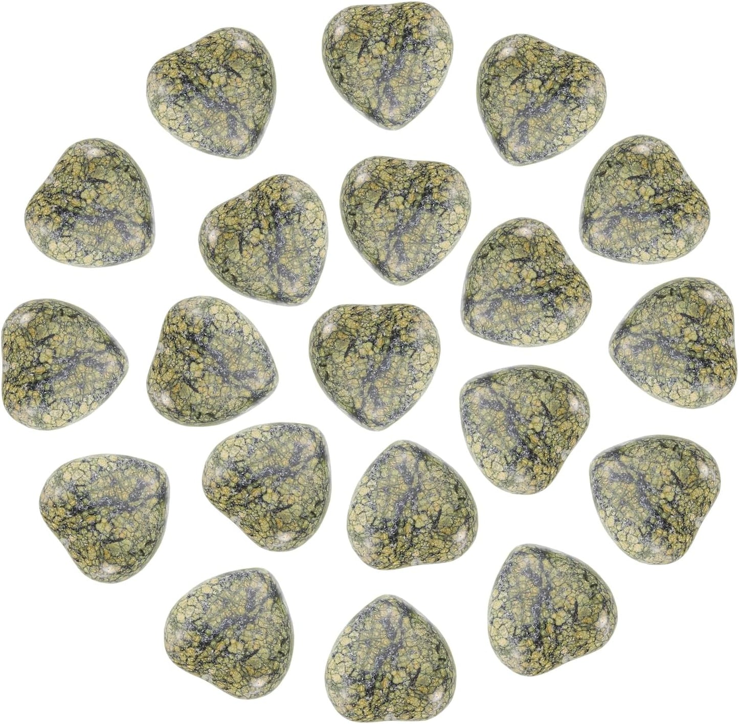 PATIKIL 20 Pcs Natural Heart Shaped Crystal Stone, 0.6 Inch Mini Polished Love Gemstone Crystal, Pocket Rock Engraved Worry Stones for Women Gifts Meditation, Grass Green
