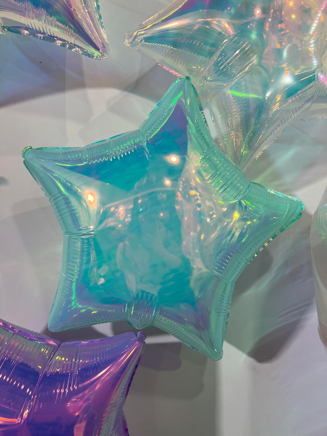 Metallic Star, Heart, and Crown Balloons, Assorted Iridescent Colors