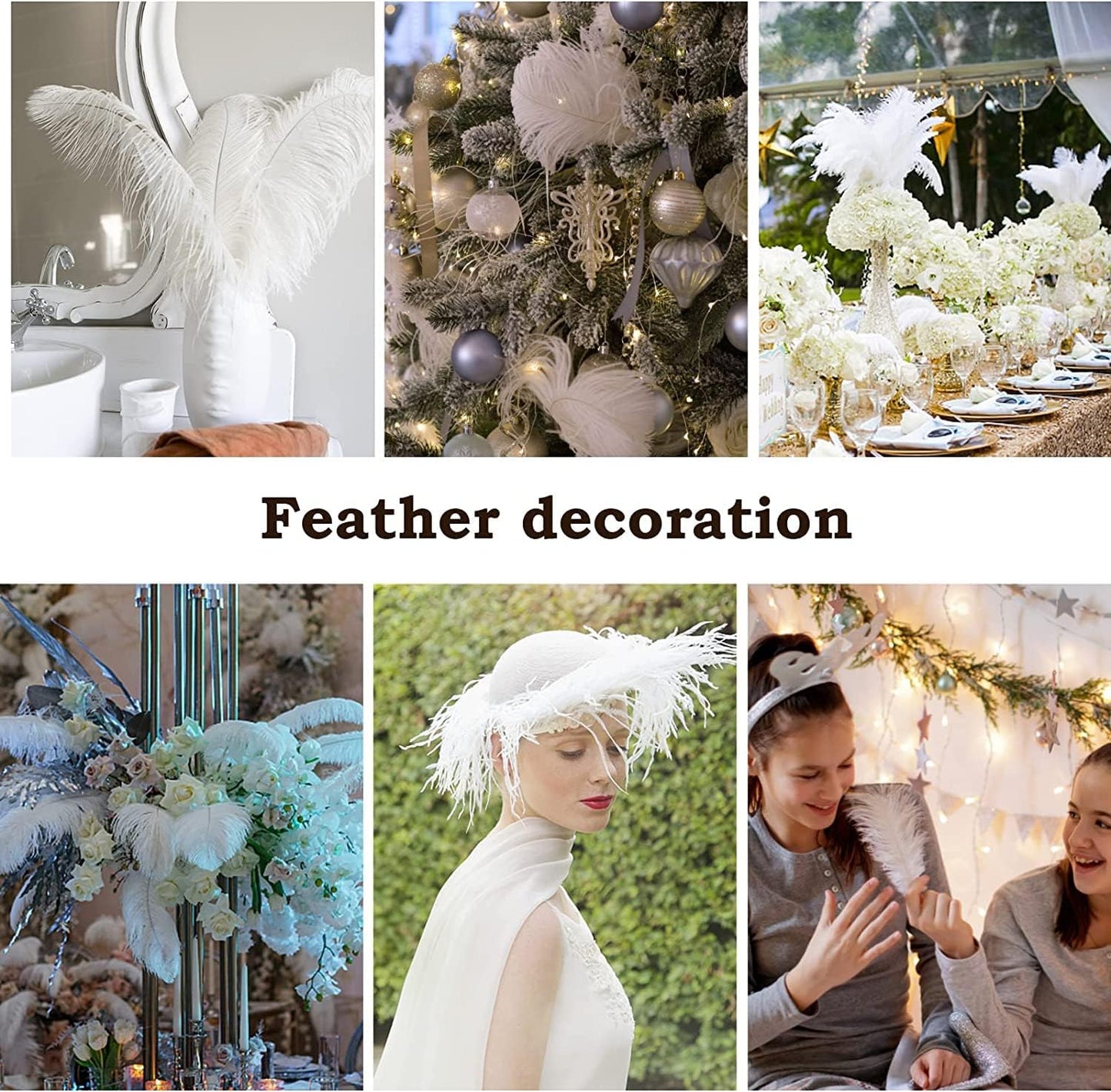 NEWONG 30pcs Light Blue Ostrich Feathers Natural Bulk 9-12in（23-30cm） Vase Craft Wedding Home Party Centerpieces Christmas Day Decoration