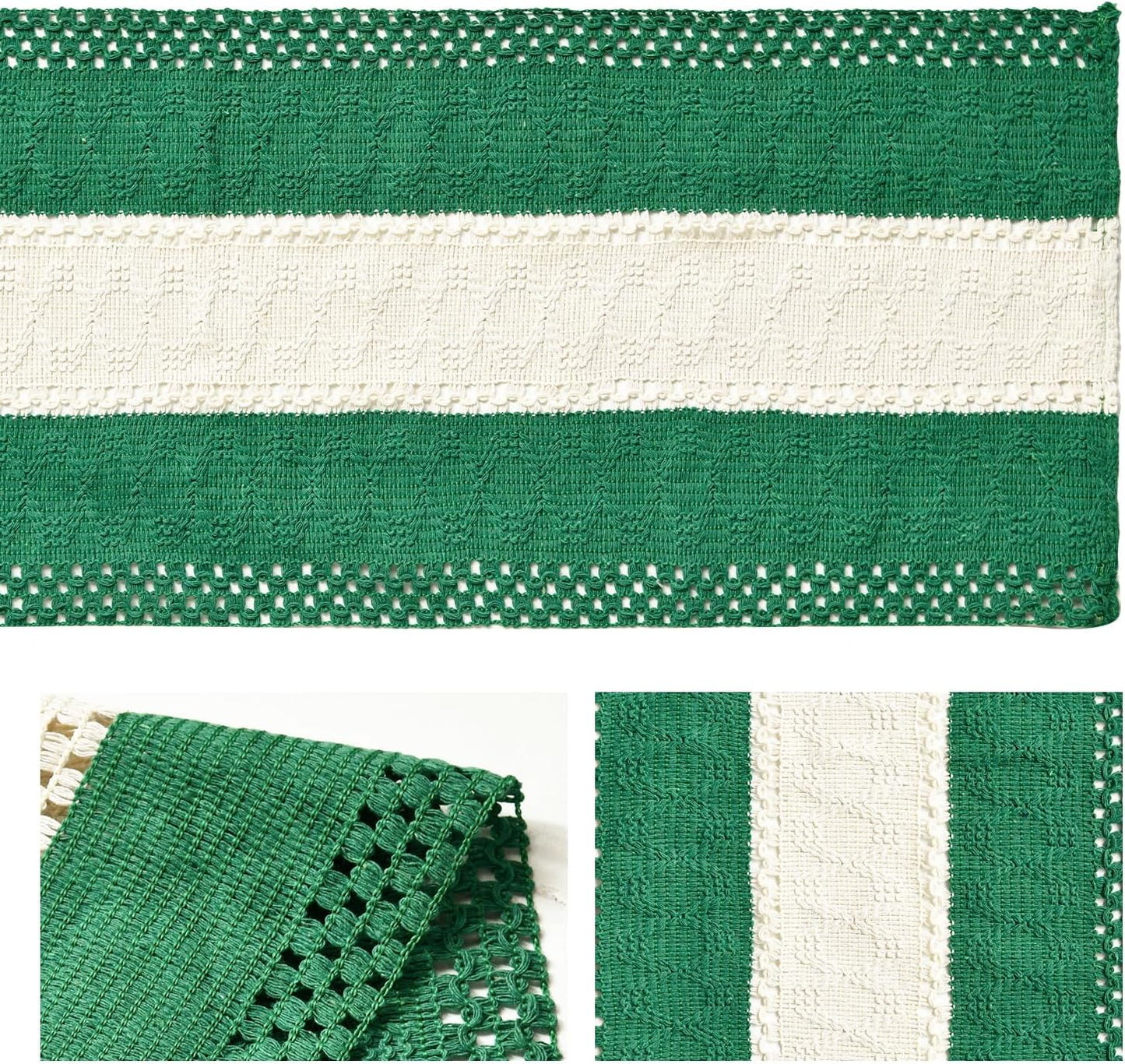 Artoid Mode Dark Green Farmhouse Rustic Table Runner, Seasonal Hollow Kitchen Dining Table Decoration for Home Party Decor 12x48 Inch