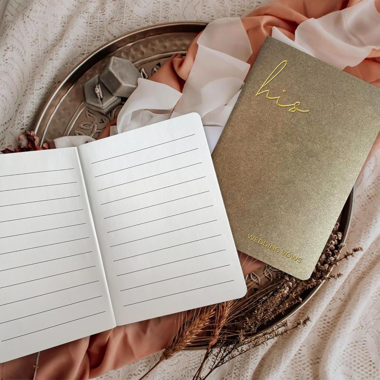 Vow Books His and Hers Wedding Vow Books with Soft Touch Gold Foil Engraving Wedding Essentials Wedding Accessories(XZ-HH-Terracotta)