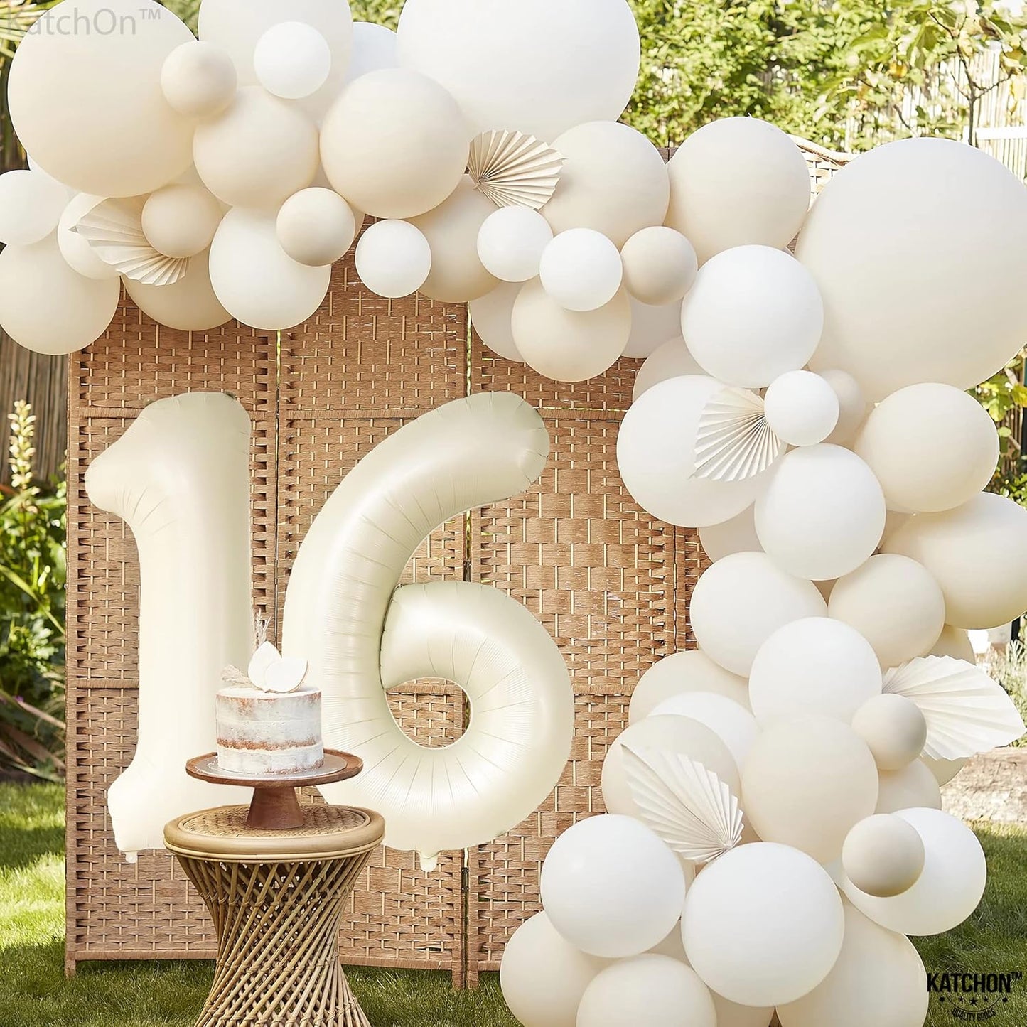 KatchOn, Cream 16 Balloon Numbers - Large, 40 Inch | 16 Birthday Balloons for Sweet 16 Party Decorations