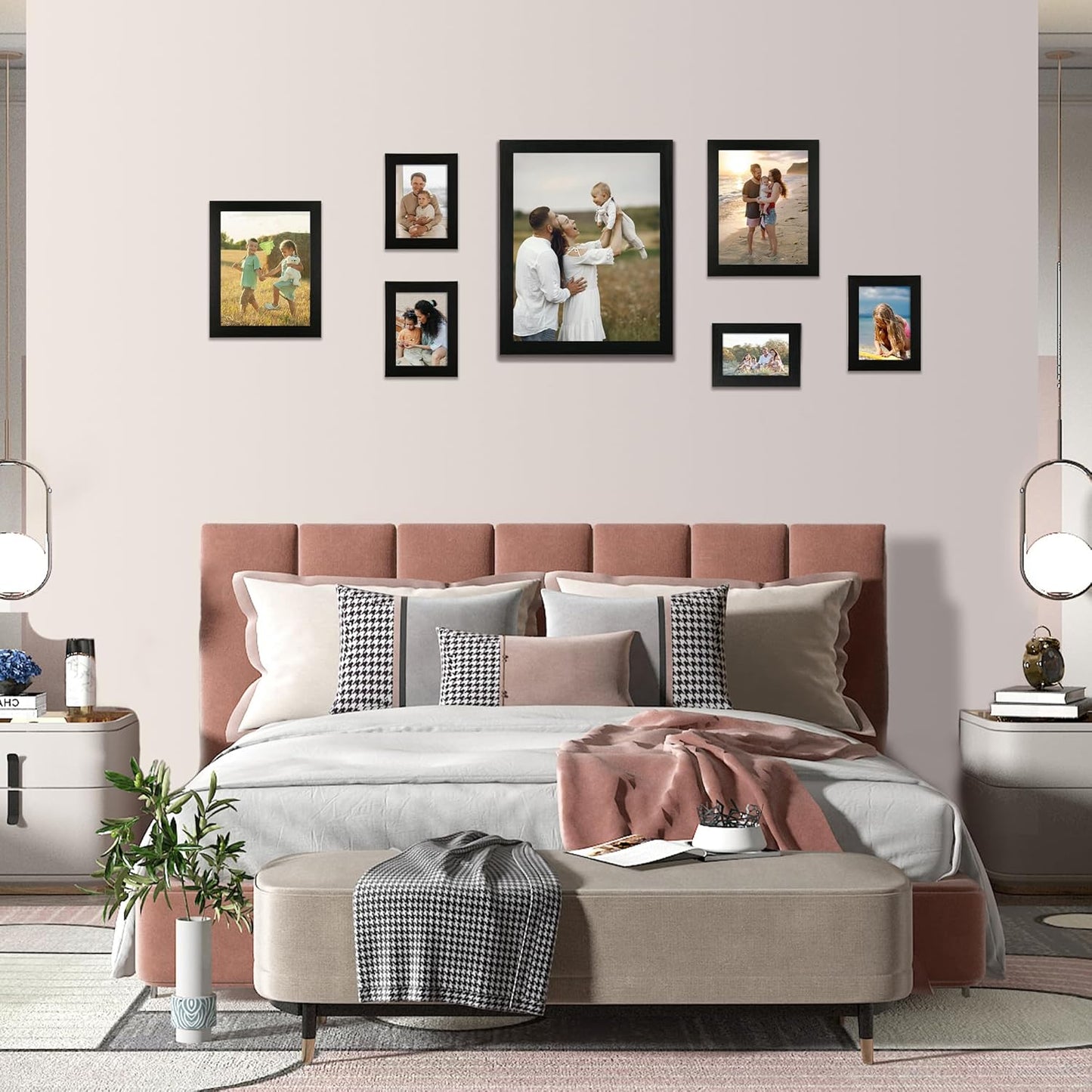 8x10 Picture Frame Set of 4, Black Wooden Frame with High Definition Glass, 8 x 10 Photo Frames for Tabletop Display and Wall Mounting