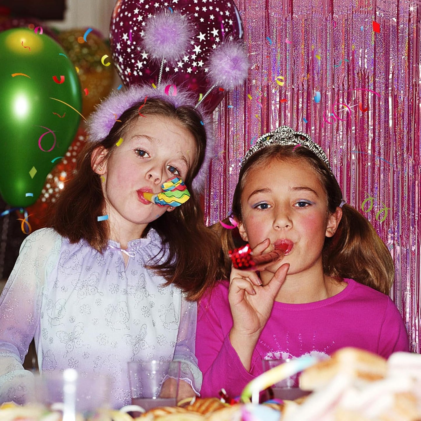 Tinsel Curtain Party Backdrop Pink Birthday Decorations 2 Packs Glitter Foil Fringe Curtain Party Decor Streamers Photo Booth for Birthday Christmas Wedding Halloween Graduation Decorations