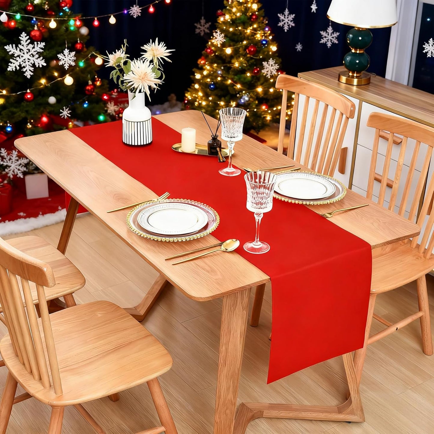 Farmhouse Red Table Runner Dining Table Runners 48 Inches Long Coffee Table Runner for Dresser Living Room Bedroom Holiday Party Banquet 12X48 Inch