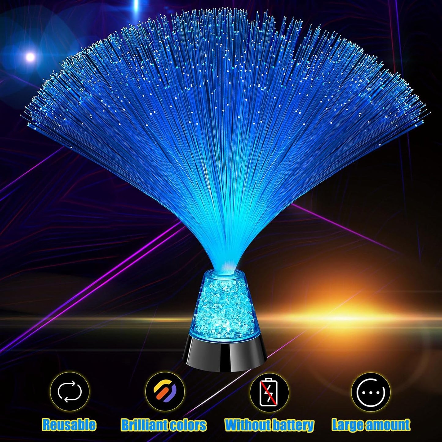 Patelai 10 Pcs LED Fiber Optic Lamp Color Changing Fiber Optic Night Light with Multicolor Glow Decorative Table Centerpiece for Sensory Bedroom Halloween Party Holiday Decorations (Novel,Blue)