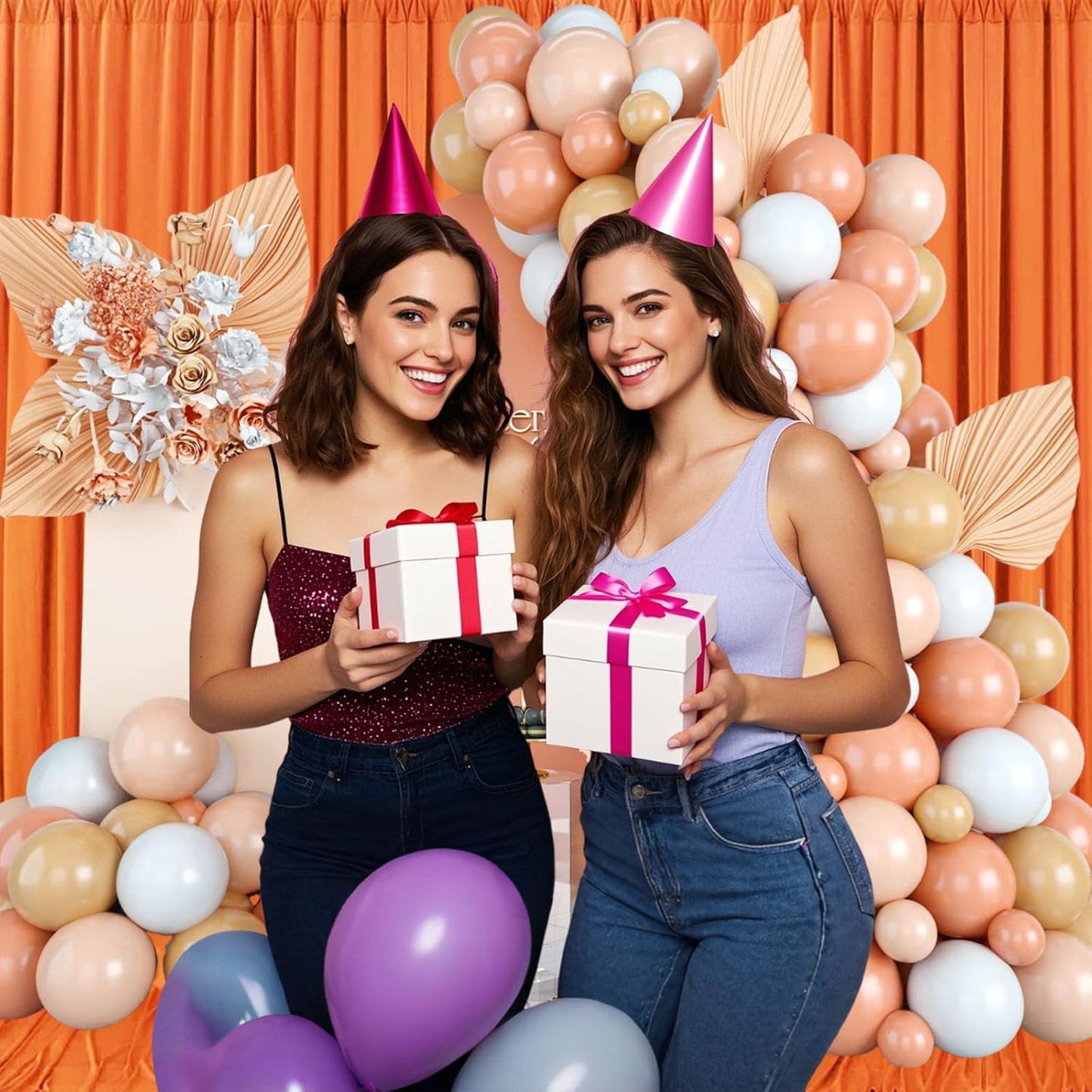 10ft x 10ft Orange Backdrop Curtains for Parties, Fabric Satin Background Curtain with Rod Pockets for Weddings, Birthday, Baby Shower, Photography, Graduation Party Backdrop Drapes, 2 Panels