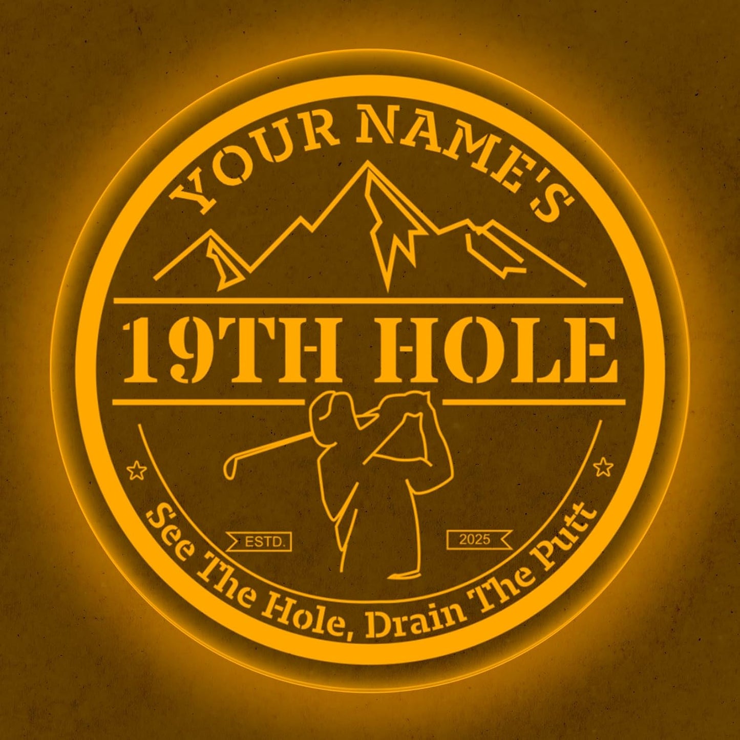 Custom 19th Hole Golf Bar Sign – Personalized LED Color Changing Acrylic Wall Decor for Home Bar, Man Cave, or Patio (19th Hole, 12 INCHES)