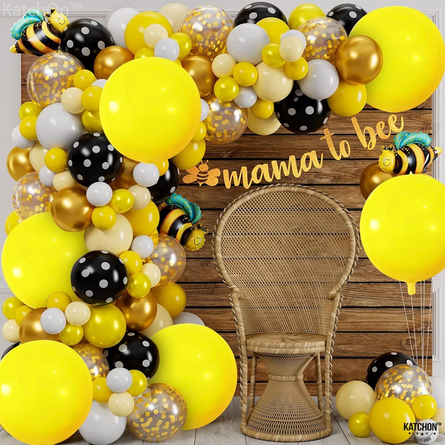 KatchOn Huge Mylar Balloons - 22 Inch, Pack of 6 | Large Yellow Foil Balloons for Sunflower Birthday Party Decorations