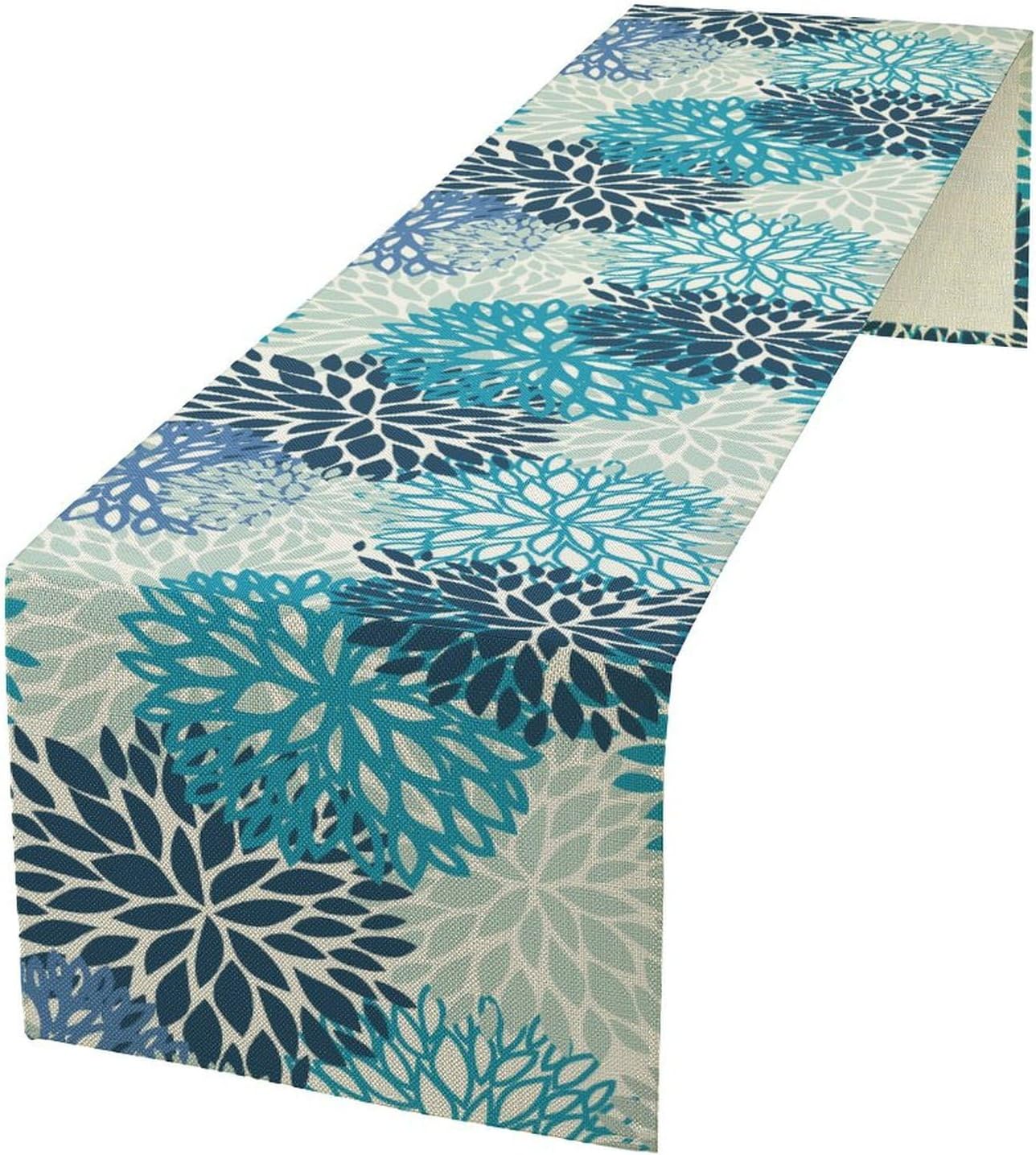 Floral Table Runner,Blue Flowers Print Spring Summer Table Cloth Kitchen Dining Table Home Party Decoration 13x60 Inch