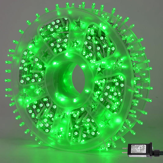 YEGUO 165ft 500 LED Halloween Lights Outdoor Waterproof, Green String Lights Indoor Plug in, 8 Modes Clear Wire for Halloween Holiday Home Tree Garden Patio Decor