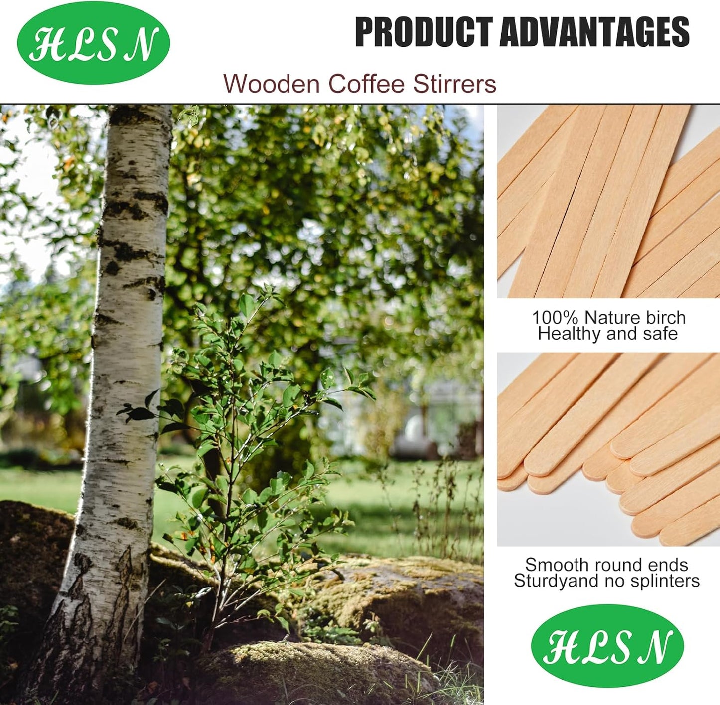 Wooden Coffee Stirrers, Thick Birch 5.5 Inches 1000PCS Disposable Coffee Stirrers Stir Sticks for Coffee & Cocktails, Natural Birch Biodegradabl Food Grade Stir Sticks for Coffee Bar