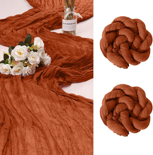 2 Pack Cheesecloth Table Runner 10Ft Christmas Gauze Boho Table Runners for Wedding Decor Bridal Shower Decorations(35" x 120")