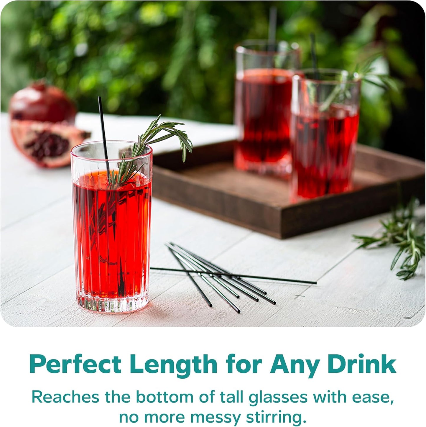 Comfy Package [7 Inch - 1000 Count] Black Coffee Drink Stirrers & Cocktail Straws - Disposable Plastic Sip Stir Sticks for Hot & Cold Beverages