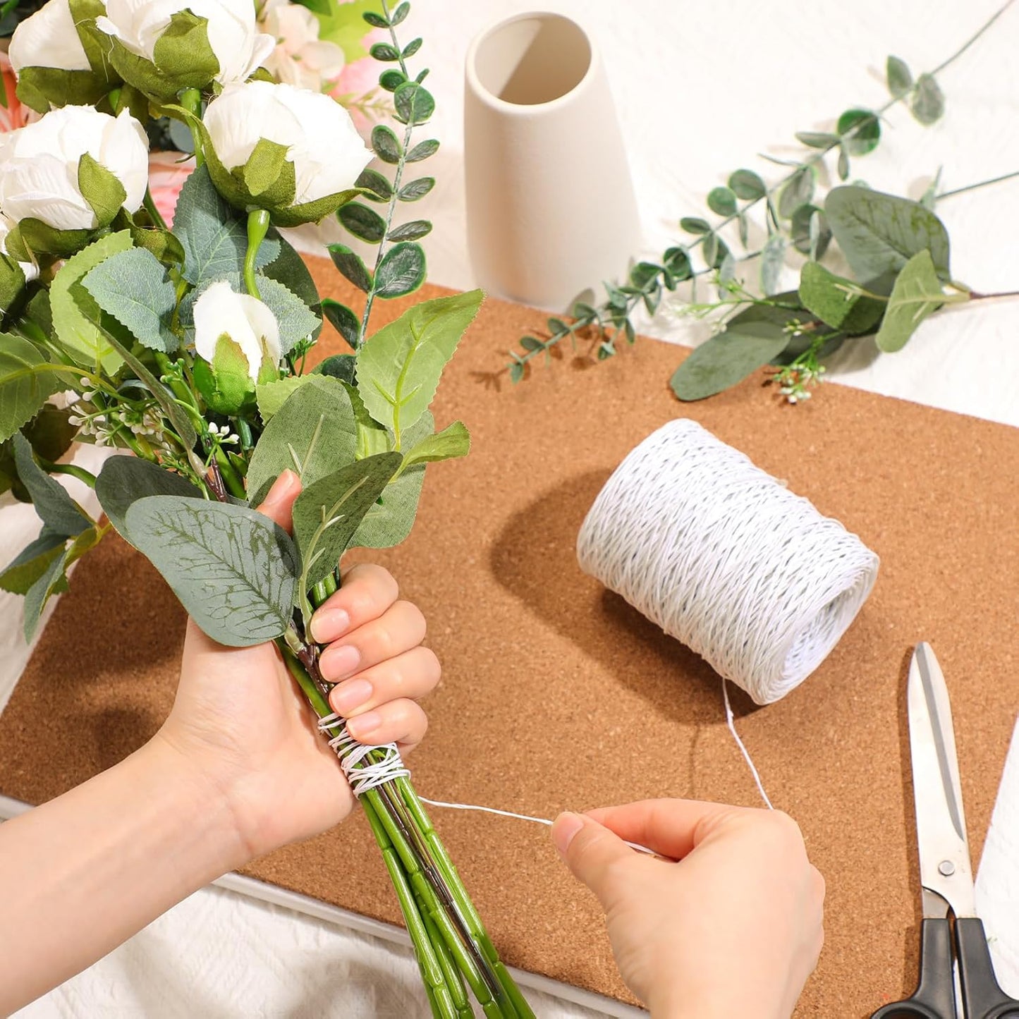 Syhood Floral Vine Bind Wire Rustic Wrapping Wire for Flower Bouquets(White)