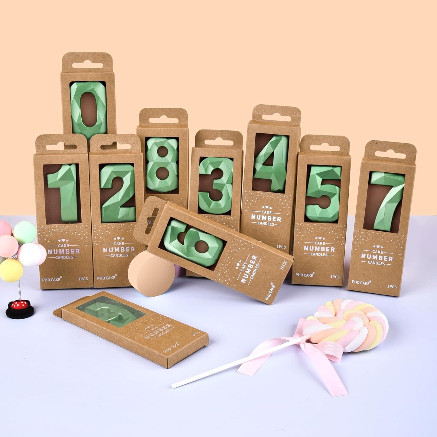 PHD CAKE 2.76 Inch Crystal Green 8 Number Cake Candle, Numeral Birthday Candles, Green Number Candles, Party Celebration