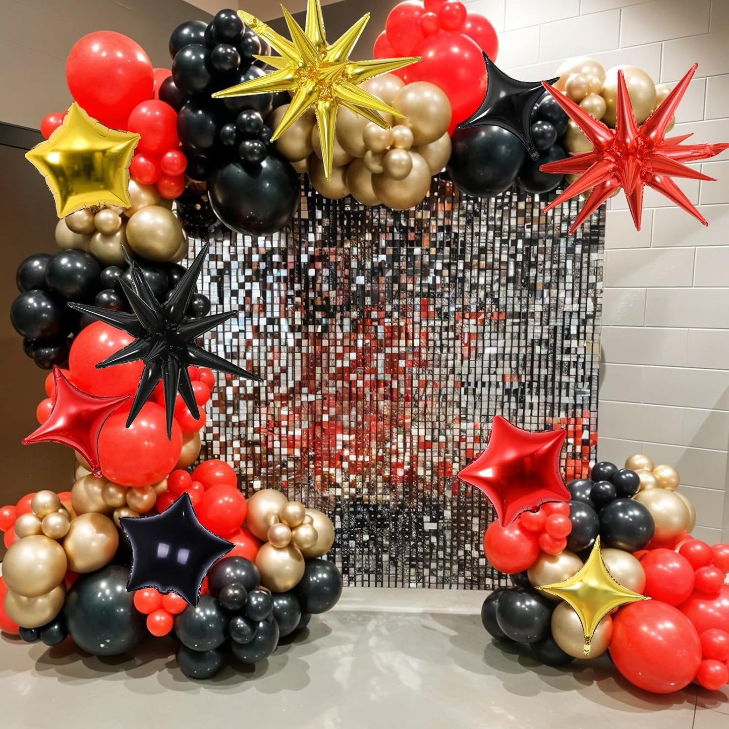 Star Balloons, 22in Red Black and Gold Star Balloons Foil 10in 4-Pointed & Pentagram Balloon for Graduation New Year Birthday Casino Movie Night Party Decorations
