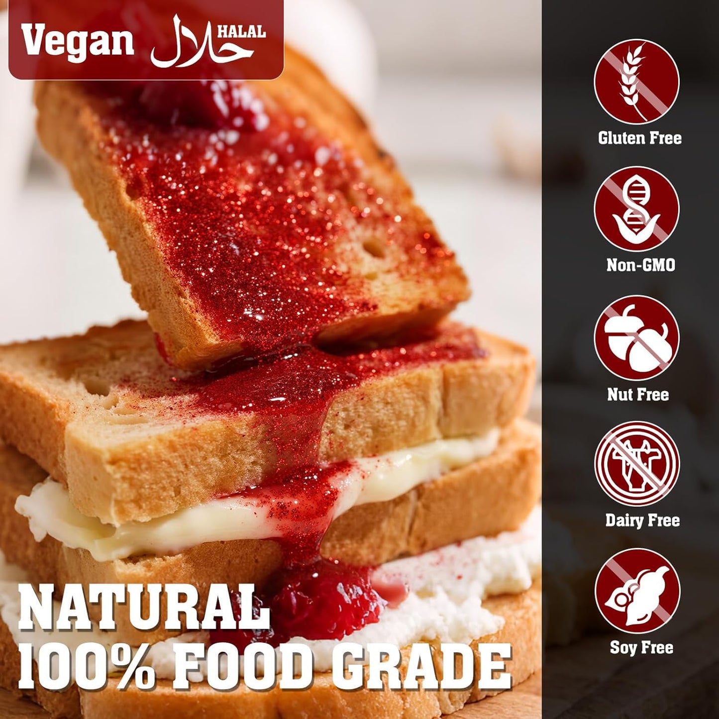 Twisweet Red Edible Glitter for Drinks, Food Grade 10g Sparkling Sprinkles Cake Decorating Supplies, Edible Luster Dust for Cocktail Beverages, Food Coloring Shimmer Powder for Cupcakes Cookies Cake Decorations