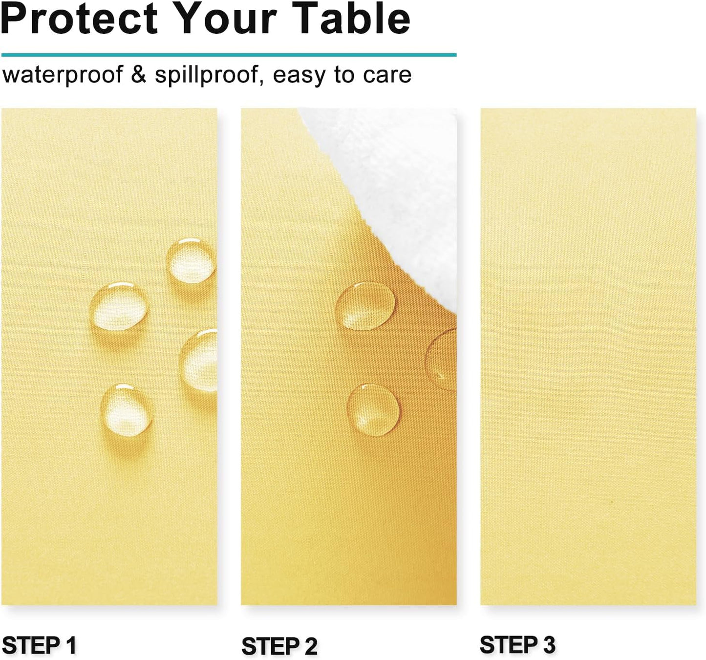 Hiasan Light Yellow Tablecloth Square - Waterproof and Wrinklr Resistant Washable Polyester Fabric Table Cloth for Dining Room and Outdoor Use, 30 x 30 Inch