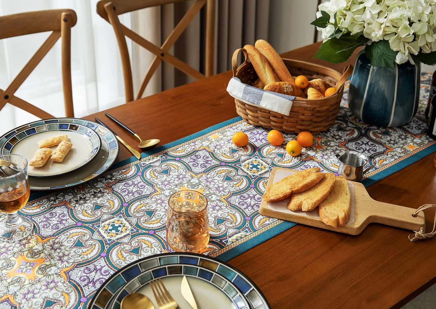 13×72 Inch Table Runner, Retro-Luxury Tassels Series for Kitchen Dining Table Holiday Decoration (Saliera)